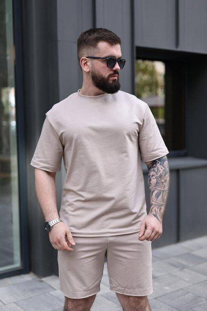 Чоловіча футболка оверсайз у бежевому кольорі 1039150540 фото