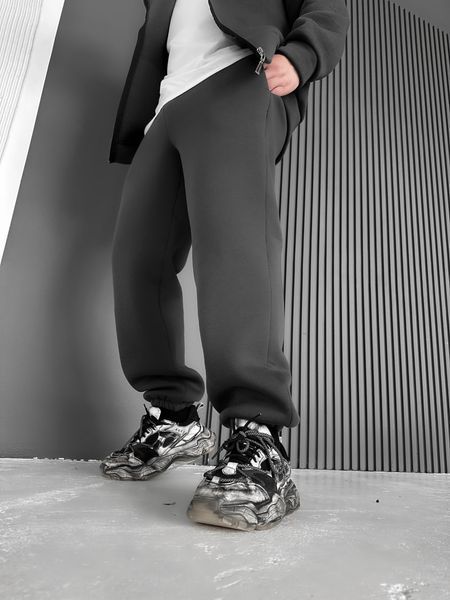 Мужские утепленные спортивные oversize брюки в графитовом цвете krr18 фото
