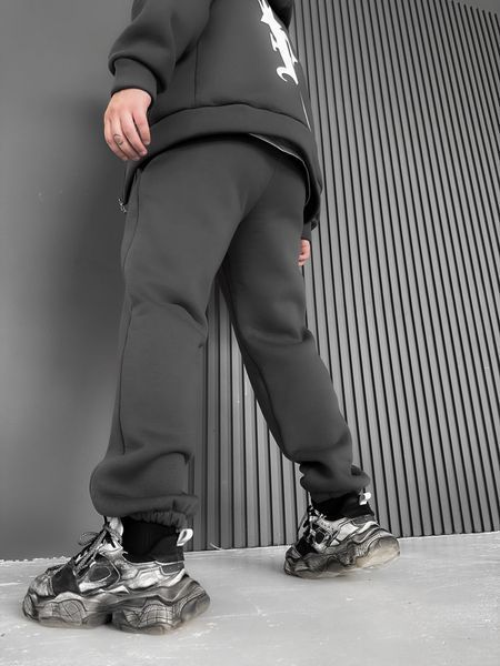 Мужские утепленные спортивные oversize брюки в графитовом цвете krr18 фото