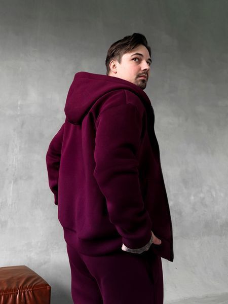 Чоловічий oversize спортивний костюм у бордовому кольорі kos28 фото