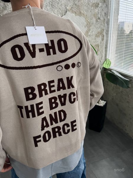 Мужской oversize свитшот с надписью в бежевом цвете sno6 фото