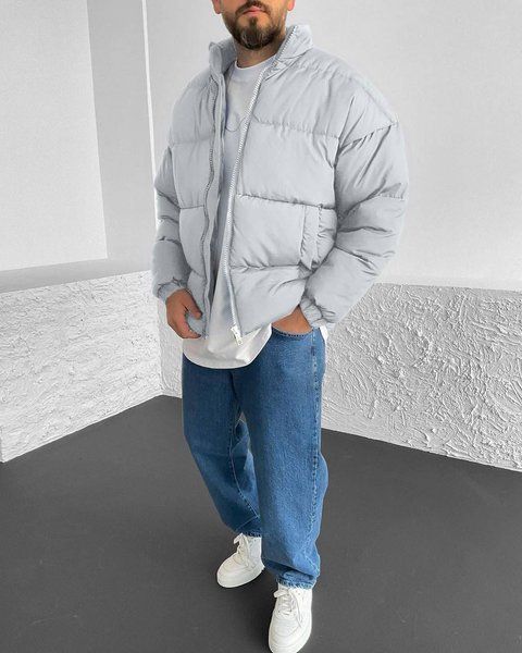 Чоловіча oversize куртка у сірому кольорі jr-kz03sil фото