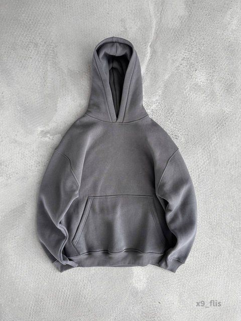 Мужское oversize худи на флисе в темно-сером цвете x9_flis фото