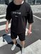 Чоловічий oversize костюм футболка + шорти у чорному кольорі нф1848 фото 2
