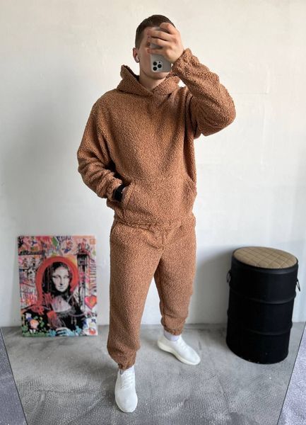 Мужской oversize костюм худи+брюки в бежевом цвете vz-k40bej фото
