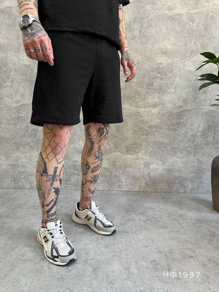 Мужские трикотажные oversize шорты в черном цвете нф1997 фото