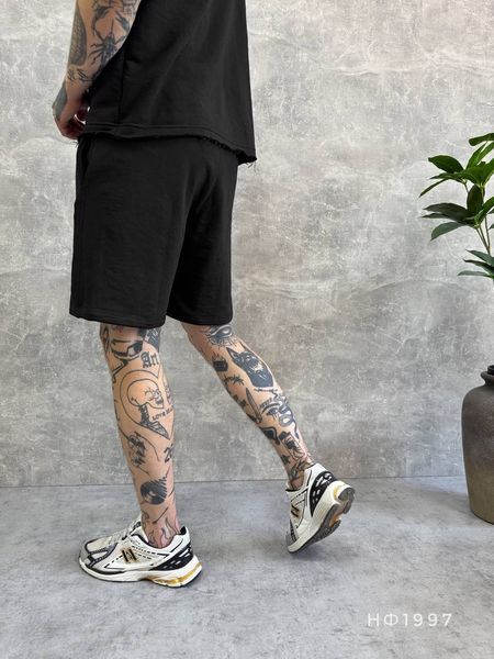 Мужские трикотажные oversize шорты в черном цвете нф1997 фото