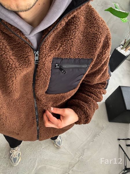 Чоловічий oversize бомбер у коричневому кольорі far12k фото