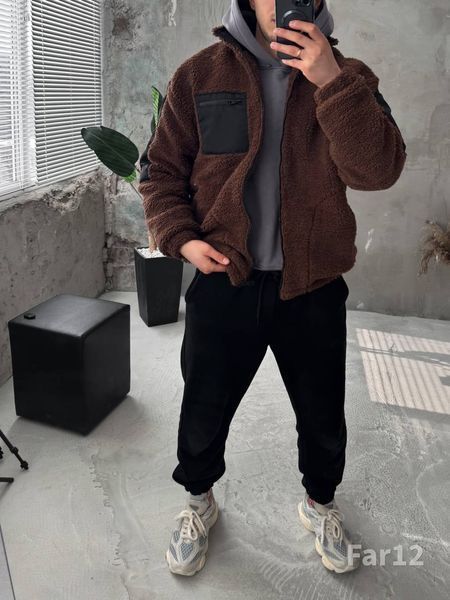 Чоловічий oversize бомбер у коричневому кольорі far12k фото