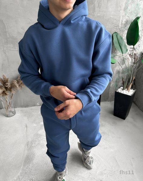 Мужской oversize костюм худи+брюки в синем цвете fhs11 фото