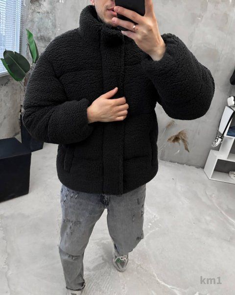 Мужская oversize куртка в черном цвете km1w фото