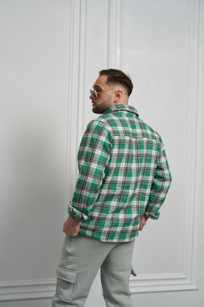 Мужская байковая oversize рубашка в зеленом цвете 123741200 фото