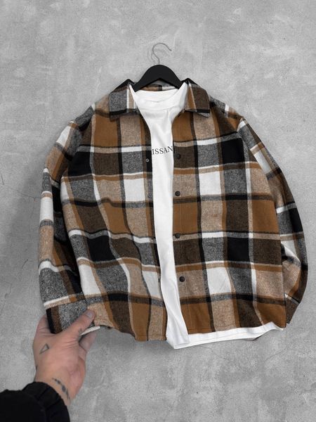 Мужская oversize рубашка в оранжевом цвете kl27 фото