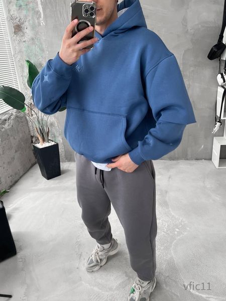 Мужское oversize худи на флисе в синем цвете vfic11 фото