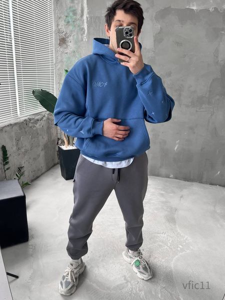 Мужское oversize худи на флисе в синем цвете vfic11 фото