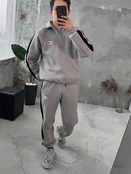 Чоловічий oversize костюм на флісі у сірому кольорі aln3k фото