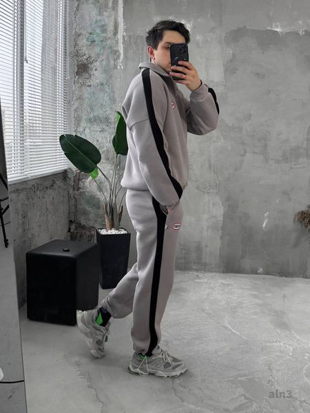 Чоловічий oversize костюм на флісі у сірому кольорі aln3k фото