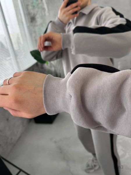 Чоловічий oversize костюм на флісі у сірому кольорі aln3k фото
