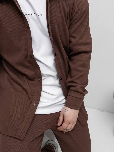 Мужской трикотажный oversize костюм в коричневом цвете rb16 фото