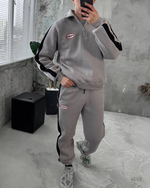 Чоловічий oversize костюм на флісі у сірому кольорі aln3k фото