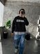 Мужской oversize свитшот с надписью в черном цвете sno1 фото 4