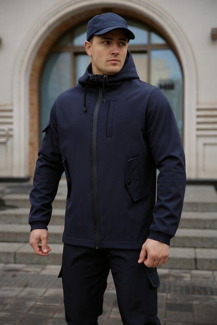 Мужская куртка Softshell в синем цвете 1590399982 фото