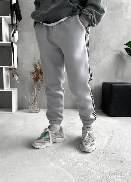 Мужские oversize утепленные брюки в светло-сером цвете fant3 фото