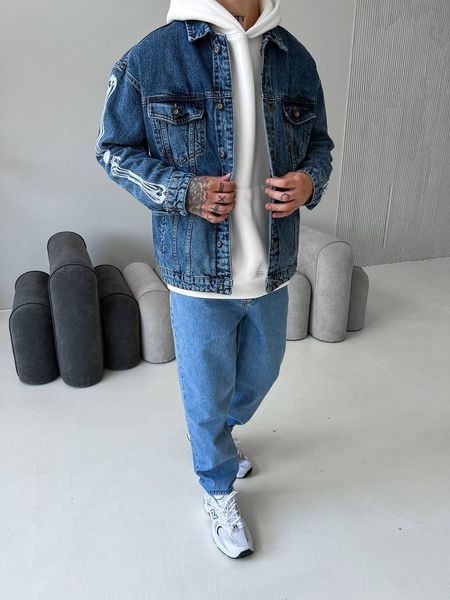 Мужская oversize джинсовая куртка в синем цвете drm2420 фото