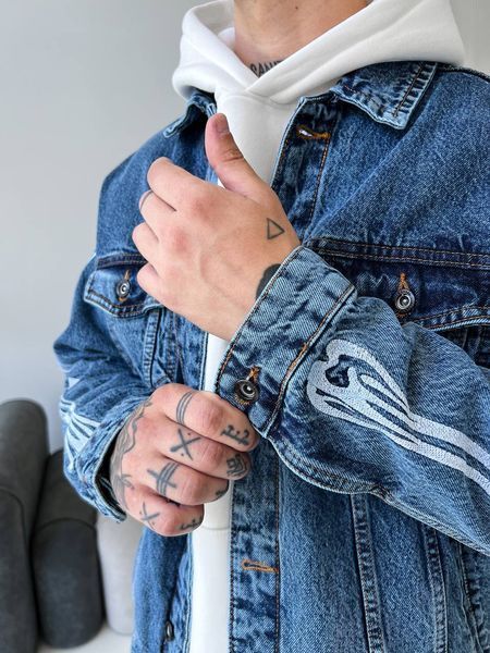 Мужская oversize джинсовая куртка в синем цвете drm2420 фото