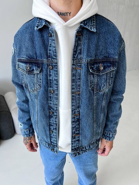 Мужская oversize джинсовая куртка в синем цвете drm2420 фото