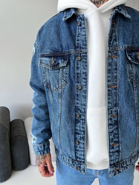 Мужская oversize джинсовая куртка в синем цвете drm2420 фото