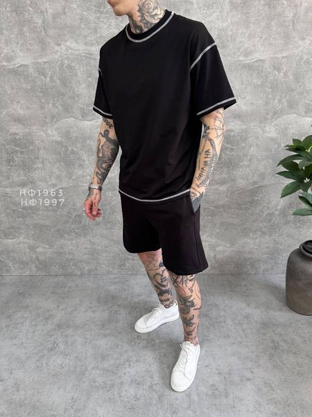 Мужская oversize футболка в черном цвете нф1963 фото