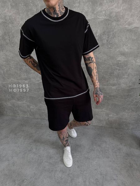 Мужская oversize футболка в черном цвете нф1963 фото