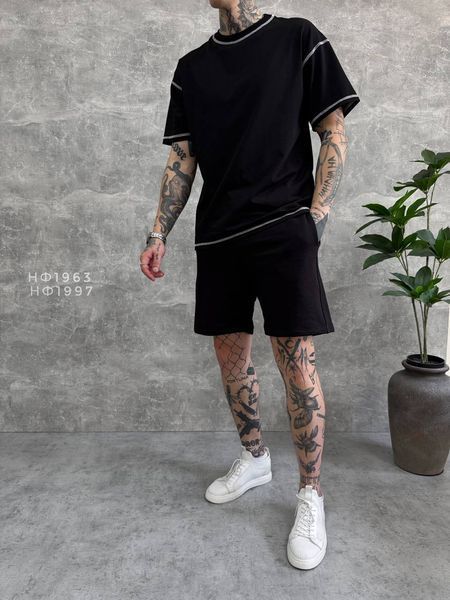 Мужская oversize футболка в черном цвете нф1963 фото