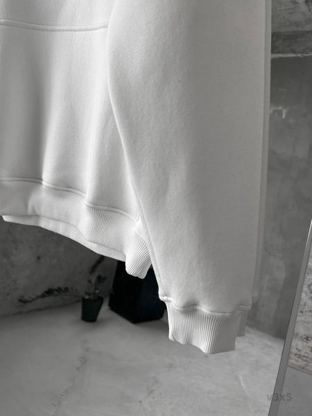 Чоловіче oversize худі з вишивкою у білому кольорі v3x5 фото