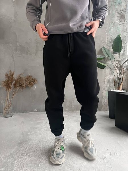 Мужские oversize джоггеры на флисе в черном цвете fstn1 фото