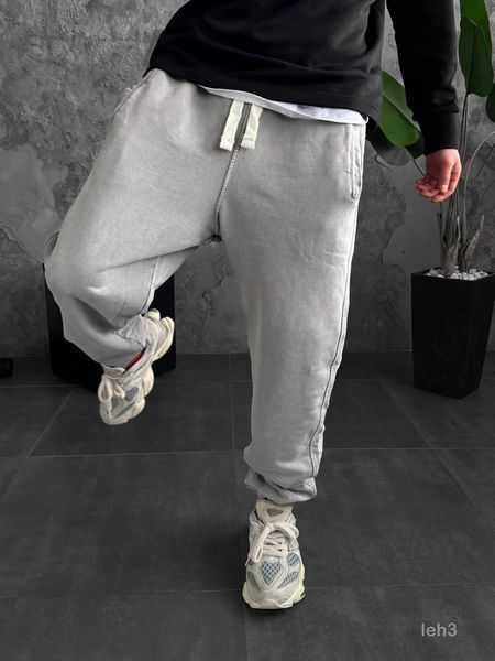 Мужские oversize джоггеры в сером цвете leh3 фото