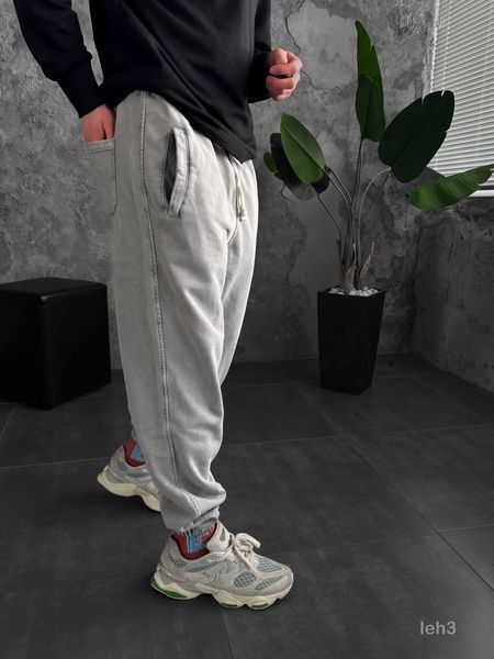 Мужские oversize джоггеры в сером цвете leh3 фото