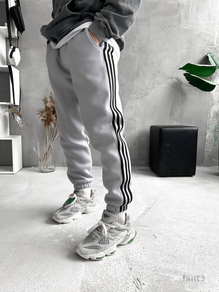 Мужские oversize утепленные брюки в светло-сером цвете fant3 фото