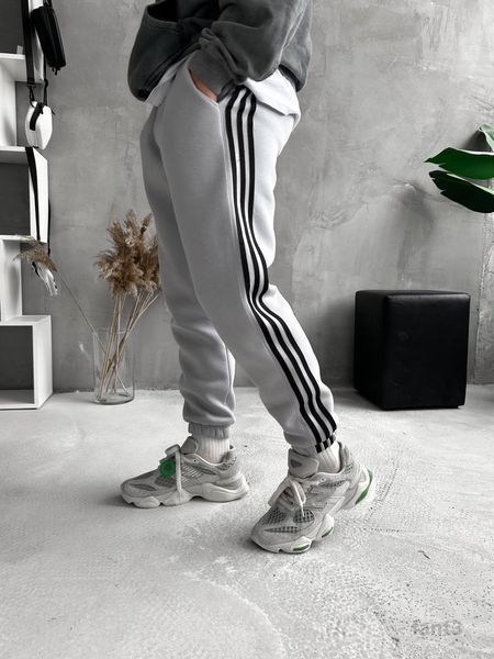 Мужские oversize утепленные брюки в светло-сером цвете fant3 фото