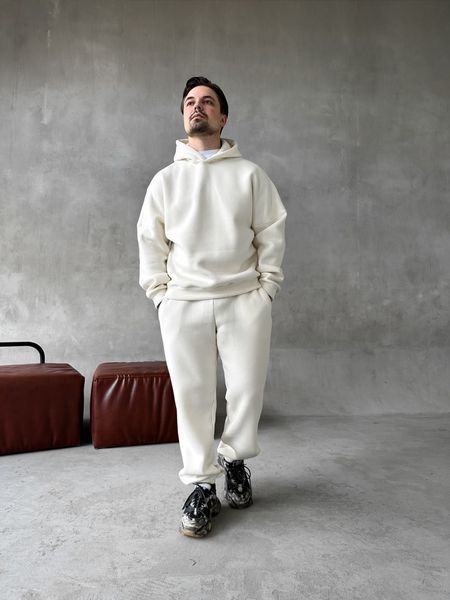 Мужской oversize спортивный костюм худи+брюки в белом цвете kos43 фото
