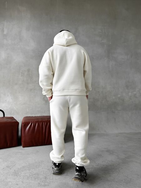 Мужской oversize спортивный костюм худи+брюки в белом цвете kos43 фото