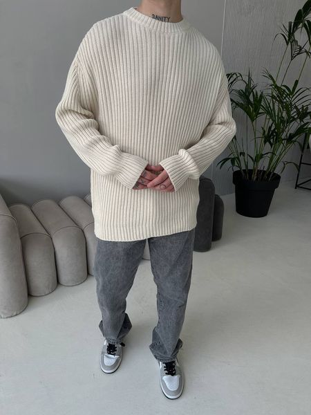 Мужской oversize свитер в бежевом цвете mr101 фото