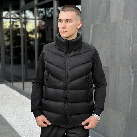 Чоловіча жилетка у чорному кольорі owzi2977ba фото
