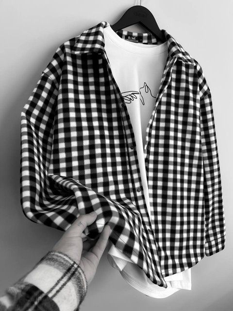 Мужская oversize рубашка в сером цвете kl12 фото