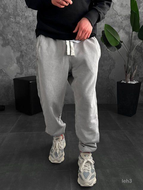 Мужские oversize джоггеры в сером цвете leh3 фото