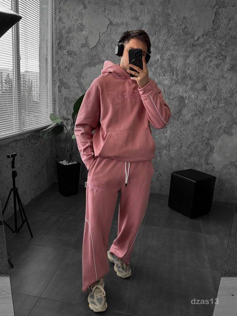 Мужской oversize спортивный костюм в розовом цвете dzas13n фото