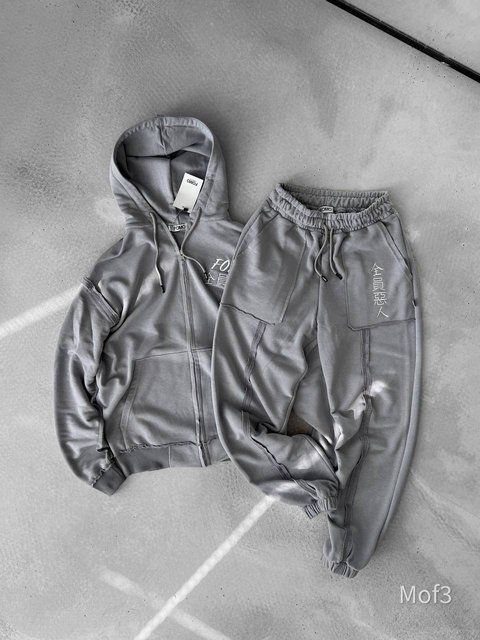 Мужской oversize спортивный костюм в сером цвете mof3 фото