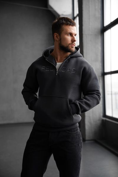 Чоловіче oversize худі з начосом у графітовому кольорі 1003502000003 фото