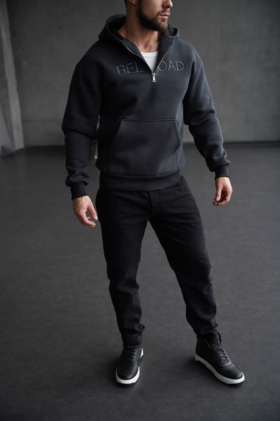 Чоловіче oversize худі з начосом у графітовому кольорі 1003502000003 фото